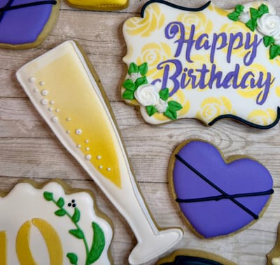 Birthday — custom decorated cookies by Dreams of Buttercream
