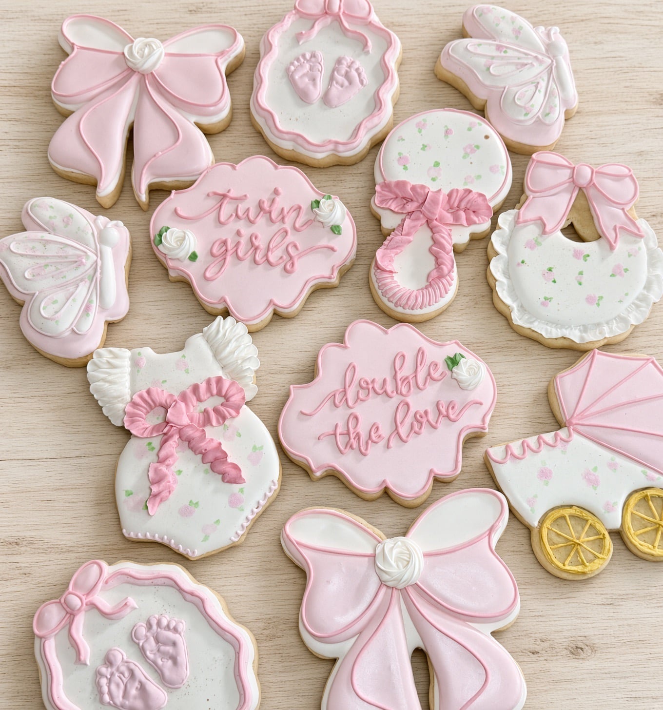 Twin Baby Girl Shower Cookies